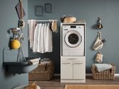 Laundry Wasmachine kast met verhoger - Wasmachine kast - Wasmachine ombouw meubel - Wit - Wasmachine ombouw kast - Hoogte 162 cm