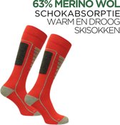 Norfolk - Skisokken - 63% Merino Wol Schokabsorptie Skisokken - Naadloos - Zacht, Warm en Droog - Rood - Maat 43-46 - Courchevel