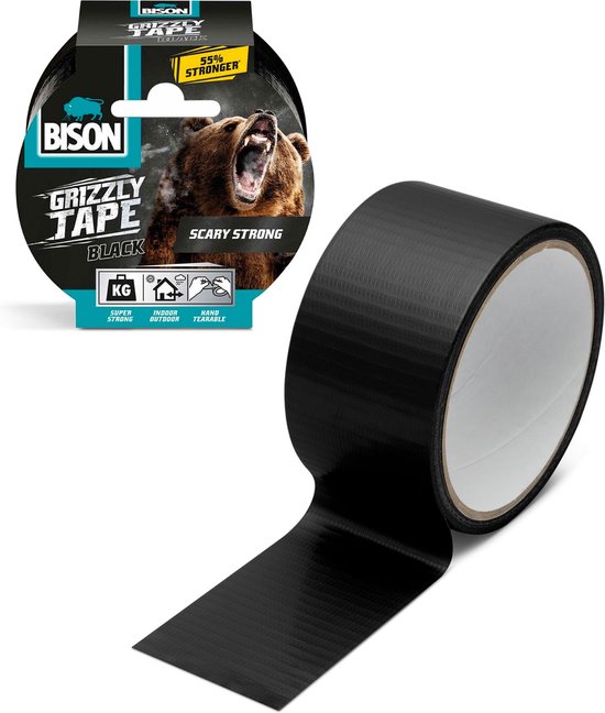 Foto: Bison grizzly duct tape super sterk verstevigd materiaal zwart 10 meter waterbestendig weerbestendig