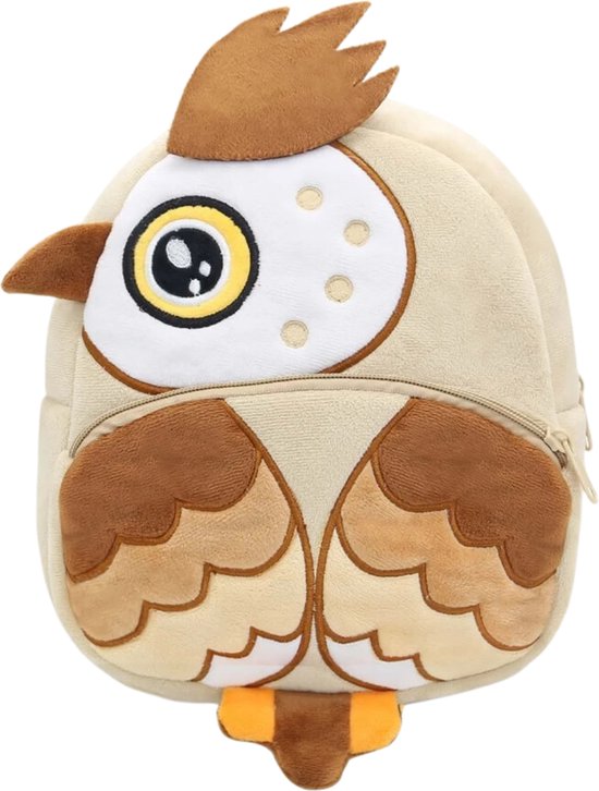 BoefieBoef Uil peuter / kleuter rugtas - Brown Owl kinder rugzak - jongens en meisjes - 6 liter - 0 tot 5 jaar oud - dierentas - peuterspeelzaal - Kerst Cadeau - gymtas - speelzaal - bso - baby backpack - schooltas - bruin - vogel - animal - dier