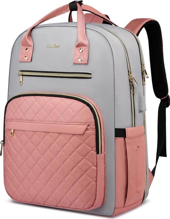 Vermanto Rugzak - Rugtas - Dames - Meisjes - Vrouwen - Laptop - Boekentas - Werk - School - Waterdicht - USB - Beige - Wit - Zwart Vermanto Rugzak - Rugtas - Dames - Meisjes - Vrouwen - Laptop - Boekentas - Werk - School - Waterdicht - USB - Beige - Wit - Zwart