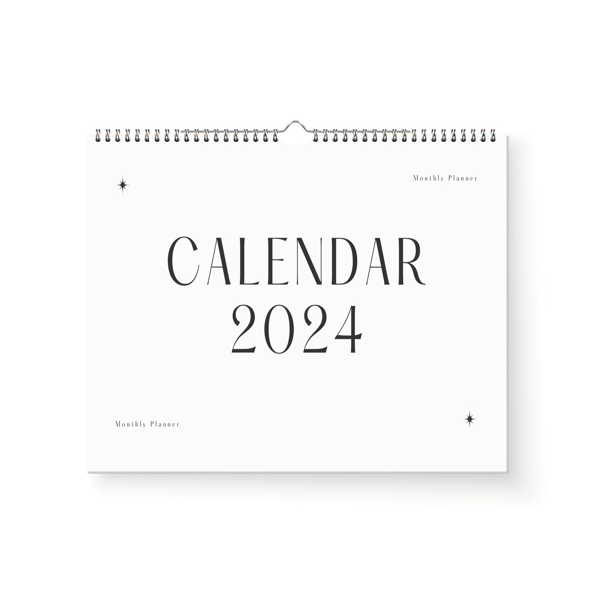 Kalender 2024 - A4 liggend - Jaarplanner 2024 - 300gms papier - inclusief ophanghaakje - inclusief transparant voorblad