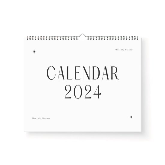 Calendrier 2024 - A4 paysage - Planificateur annuel 2024 - Papier