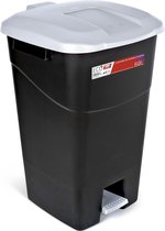 "GRIJS" Afvalcontainer 60 liter met pedaal, zwarte bodem en grijs deksel