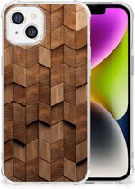 Stevig Telefoonhoesje Geschikt voor iPhone 14 Wooden Cubes