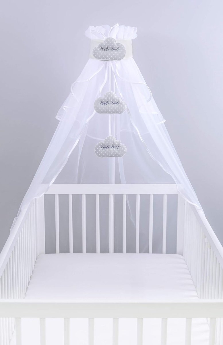 Vicloon Bedhemel, Kinderbedhemel Kinderkamerdecoraties, Huisbedhemelen Gemaakt van 100% Katoen Mousline Handgemaakt, Decoratie voor Kinderkamer, 135 * 360cm, Beige