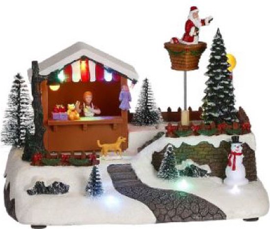 Kerstkraampje Met Kerstman In De Mand – 25 x 15 x 22,5 cm