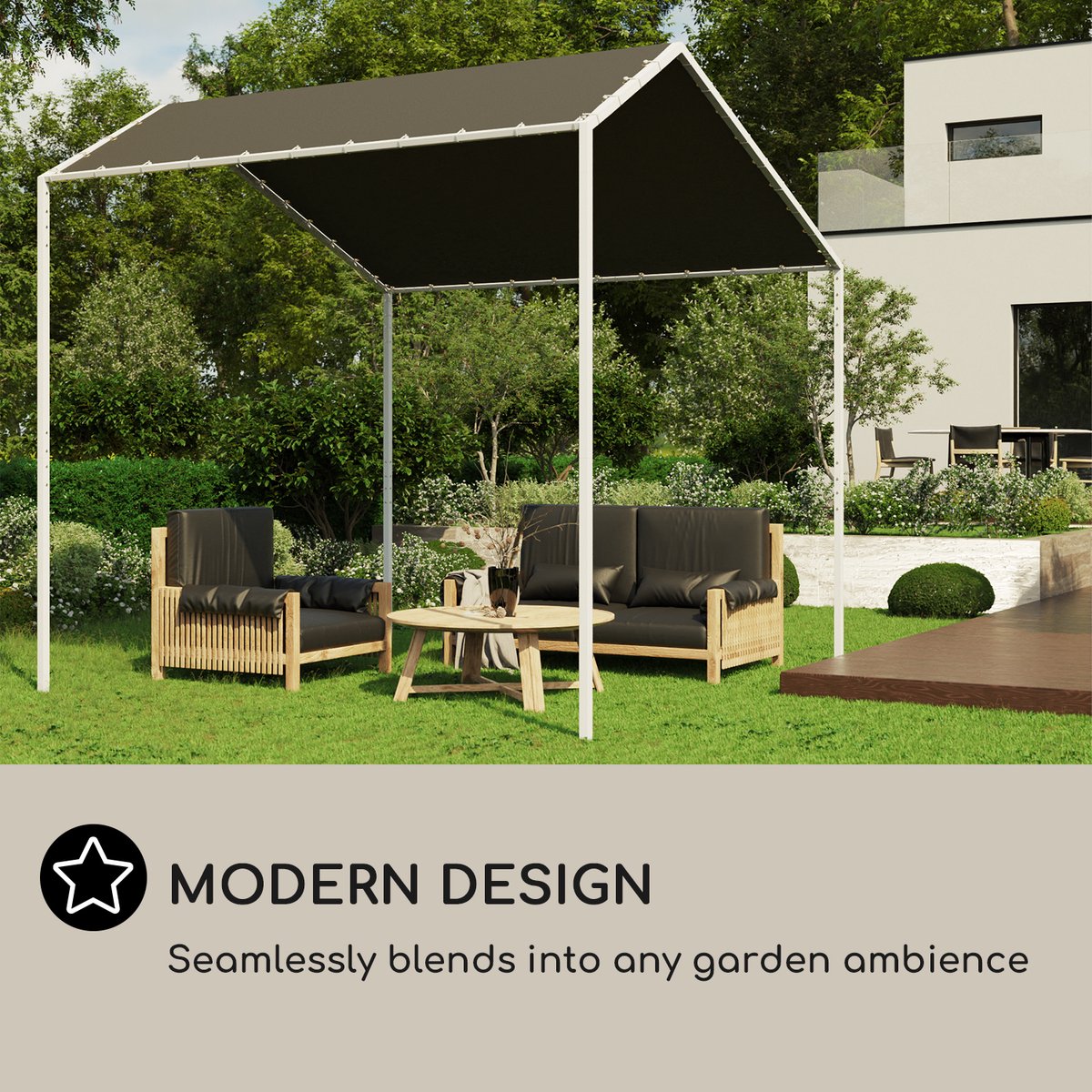 Blumfeldt Pergola, Metalen Paviljoen Met Polyester Schuin Dak, Luifel Met Frame, Vrijstaande Luifel, Zonwering Voor Tuin En Terras, Tuinhuisje Waterdicht En Stabiel, Aluminium Frame