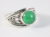 Opengewerkte zilveren ring met jade - maat 18