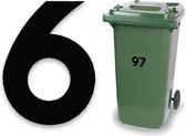 Huisnummer kliko sticker - Nummer 6 - Klein zwart - container sticker - afvalbak nummer - vuilnisbak - brievenbus - CoverArt
