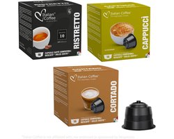 Combo Pack Dolce Gusto compatible - Ristretto, Cappuccino, Cortado/Macchiato - Italian Coffee 3x32 koffiecups