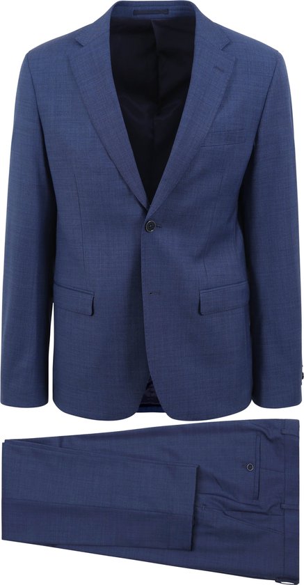 Suitable - Strato Toulon Kostuum Wol Mid Blauw - Heren - Maat 48 - Slim-fit