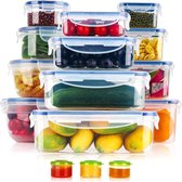Vershouddozen met deksel, voorraaddozen, set van 24 stuks (12 containers + 12 deksels) opbergdoos keuken herbruikbare lunchbox luchtdicht voorraaddoos BPA-vrij voor koelkast en magnetron