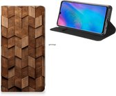 Book Wallet Case geschikt voor Huawei P30 Lite New Edition Wooden Cubes