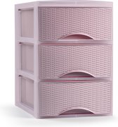 Plasticforte Ladeblokje/bureau organizer met 3x lades - roze - L18 x B25 x H25 cm