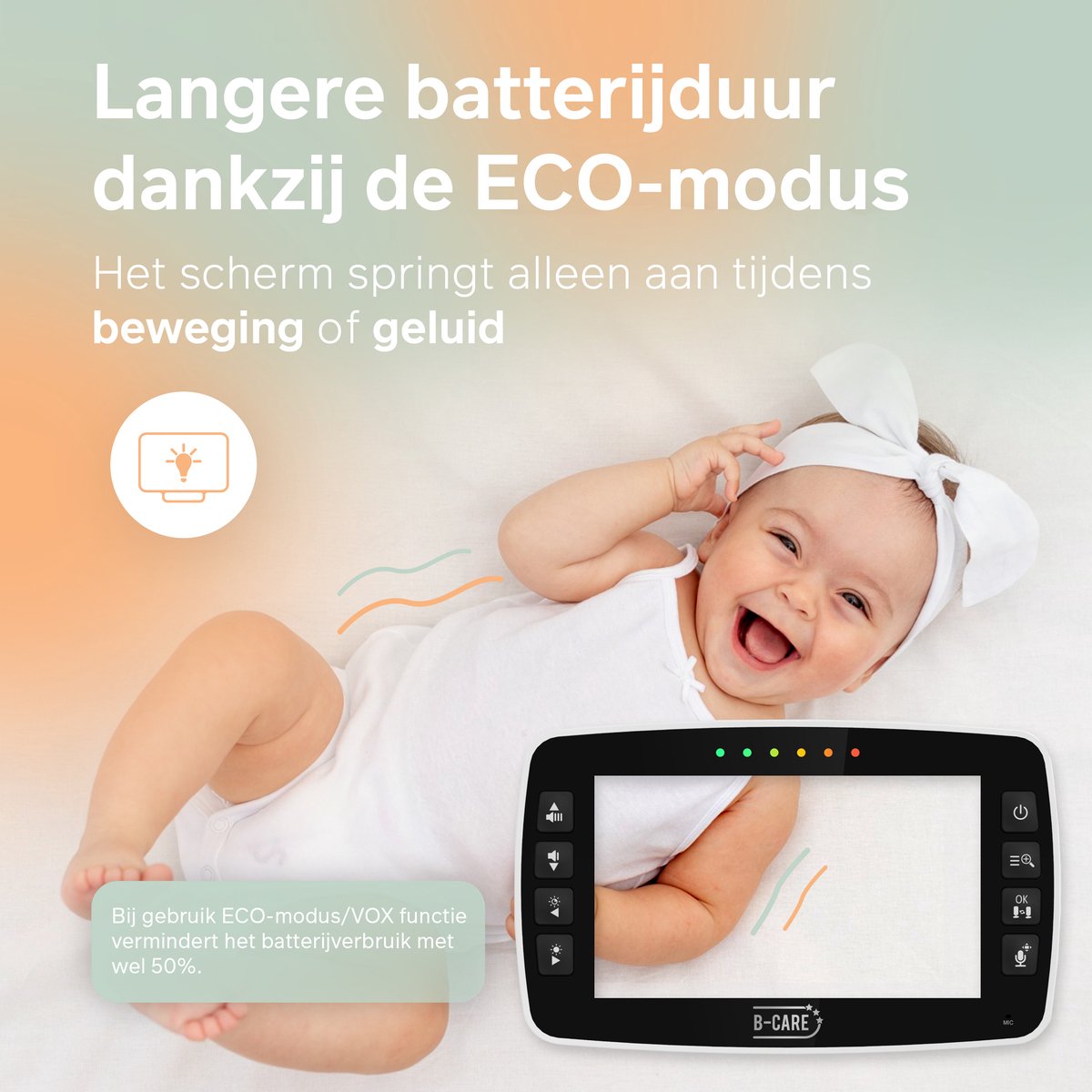 Afbeelding 3 van B-Care Twinkle Regular - Babyfoon Met Camera - 4.3 Inch LCD Baby Monitor - Uitbreidbaar Tot 4 Camera's - Zonder Wifi en App