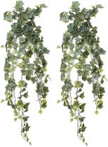 Louis Maes kunstplant met blaadjes hangplant Klimop/hedera - 2x - groen - 105 cm - Klimplanten