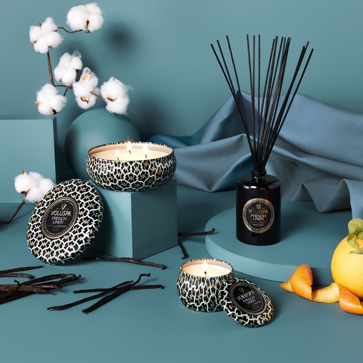 Voluspa Geurstokjes Maison Noir French Linen Home Ambiance Diffuser 177ml