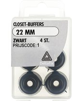 Deltafix closetbuffer zwart 22 mm 4 st.