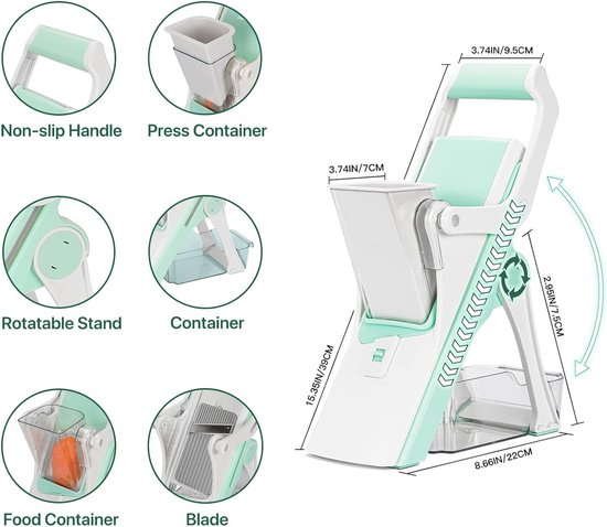 TAZZOR Elektrische groentesnijder, 4-in-1 groentesnijder, groenteschaaf voor in blokjes, versnipperd, in reepjes snijden, multifunctionele groentesnijmachine