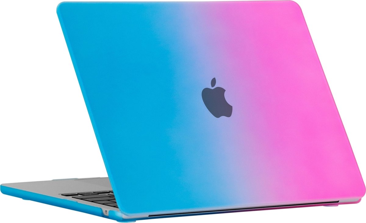 Mobigear Rainbow Matte Case geschikt voor Apple MacBook Air 15 inch A2941 (2023) Hoes Hardshell MacBook Case - Blauw / Roze