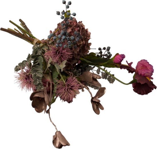 WinQ -Veldboeket zijden bloemen compleet gebonden geleverd (zonder Vaas)- Kunstbloemen in een trendy Paars - Gebonden Veldboeket compleet