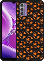 Cazy Hoesje Zwart geschikt voor Nokia G42 Orange Soccer Balls