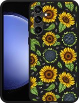 Cazy Hoesje Zwart geschikt voor Samsung Galaxy S23 FE Sunflowers