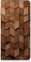 Book Wallet Case geschikt voor Samsung Galaxy A14 5G Wooden Cubes