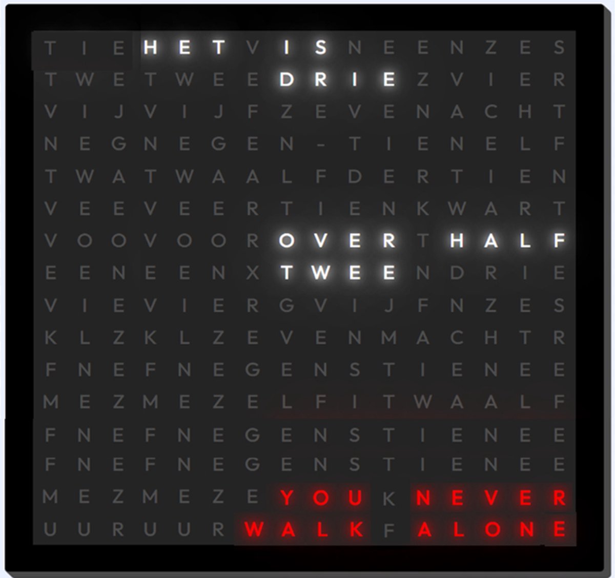 Gepersonaliseerde Wi-Fi Woordklok met eigen tekst/tekens-37 x 37 cm-Lettertype Slank-Kado-Relatiegeschenk