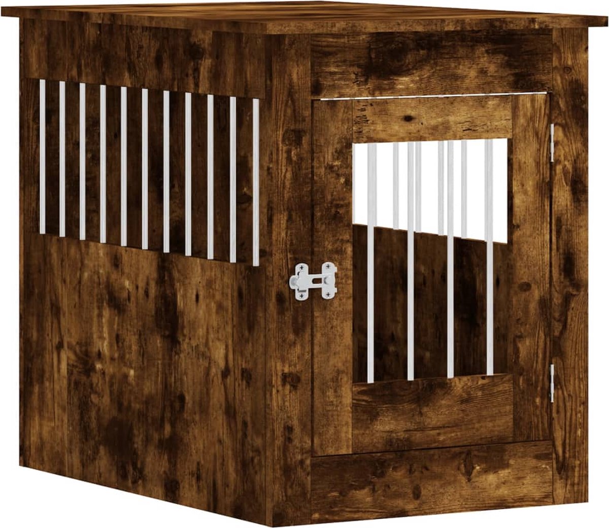 Bol.com vidaXL - Hondenbench - 55 - x - 80 - x - 68 - cm - bewerkt - hout - gerookt - eikenkleurig aanbieding