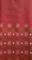 Rood Kersttafelkleed met witte sneeuwsterren 140x240 cm - luxe stevig papieren tafelkleed wegwerp rood met witte sterren