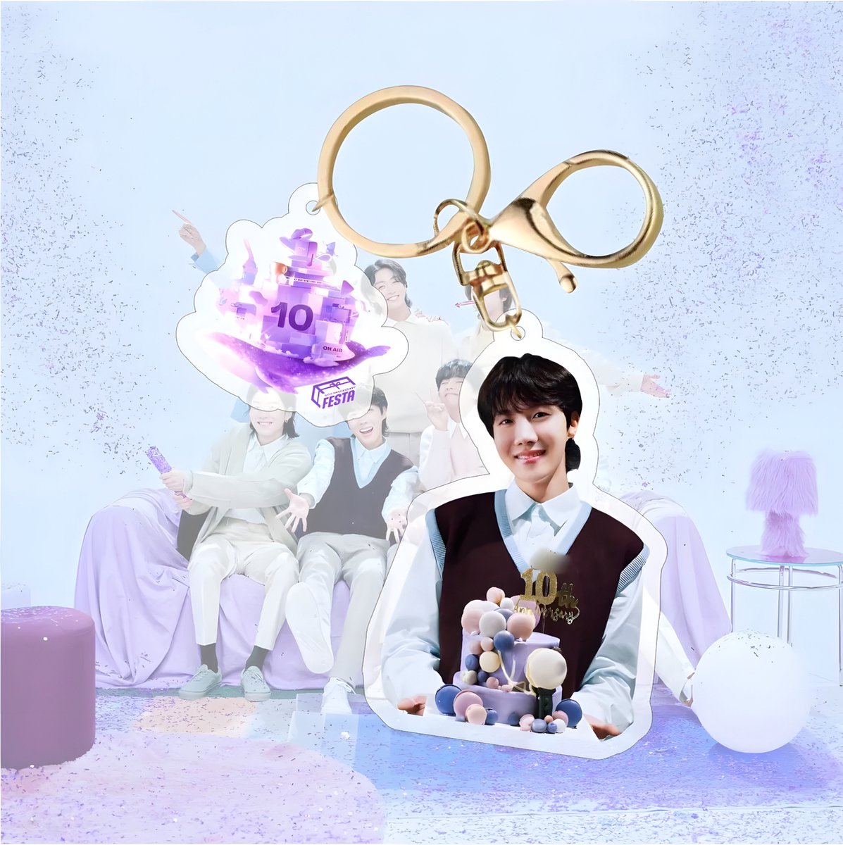 BTS 2023 10th Anniversary Plastic Keyring Acrylic Keychain J Hope [Sleutelhanger]