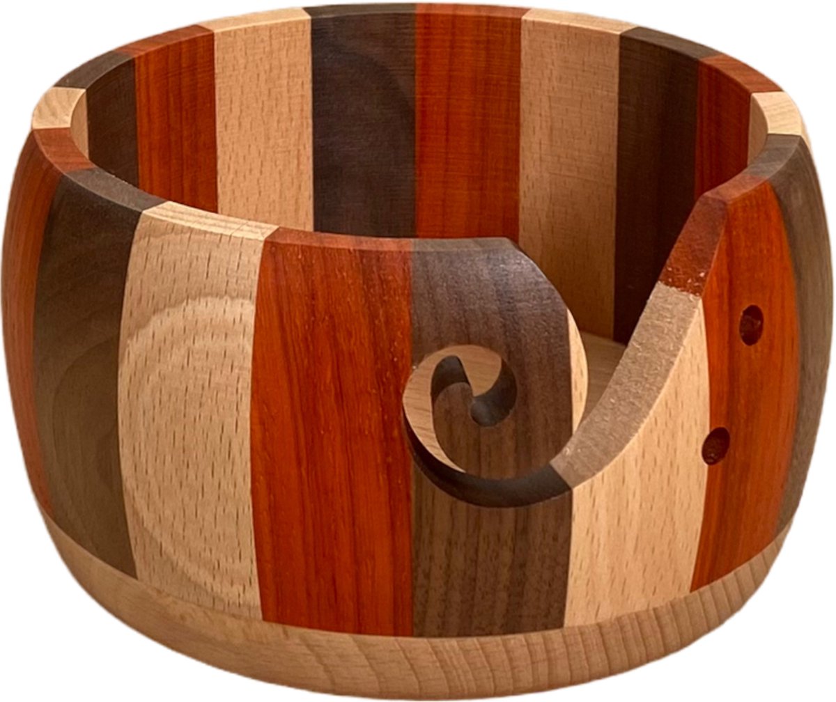Haked Garenkom Yarn bowl hout naturel grijs rood - 