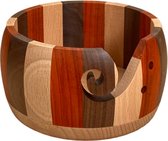 Haked Garenkom Yarn bowl hout naturel grijs rood