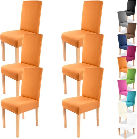 stretch stoelhoezen, ronde en hoekige stoelleuningen, bi-elastische pasvorm met zegel van Öko-Tex-standaard 100: "getest vertrouwen" (oranje)