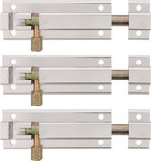 AMIG schuifslot/plaatgrendel - 3x - aluminium - 5 cm - zilver - deur - schutting - raam