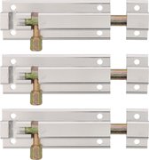 AMIG schuifslot plaatgrendel - 6x - aluminium - 10 cm - zilver - deur - schutting - raam