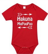 Bellatio Decorations Baby rompertje - hakuna mapoopoo - rood - kraam cadeau - babyshower 68