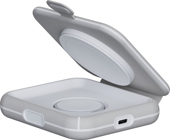 Chargeur sans fil pliable Xtorm 15 W - 2 en 1 - Convient pour iPhone, Airpods et Apple Watch - Design élégant - Grijs