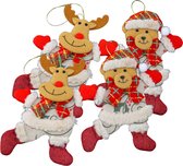 Schattige rendier en beer kerstpoppen - kerstpoppen set 4 stuks - kerstpoppen voor in de kerstboom - kerstornament - kerst plushie - kerstpoppen voor in de kerstkrans - kerstversiering