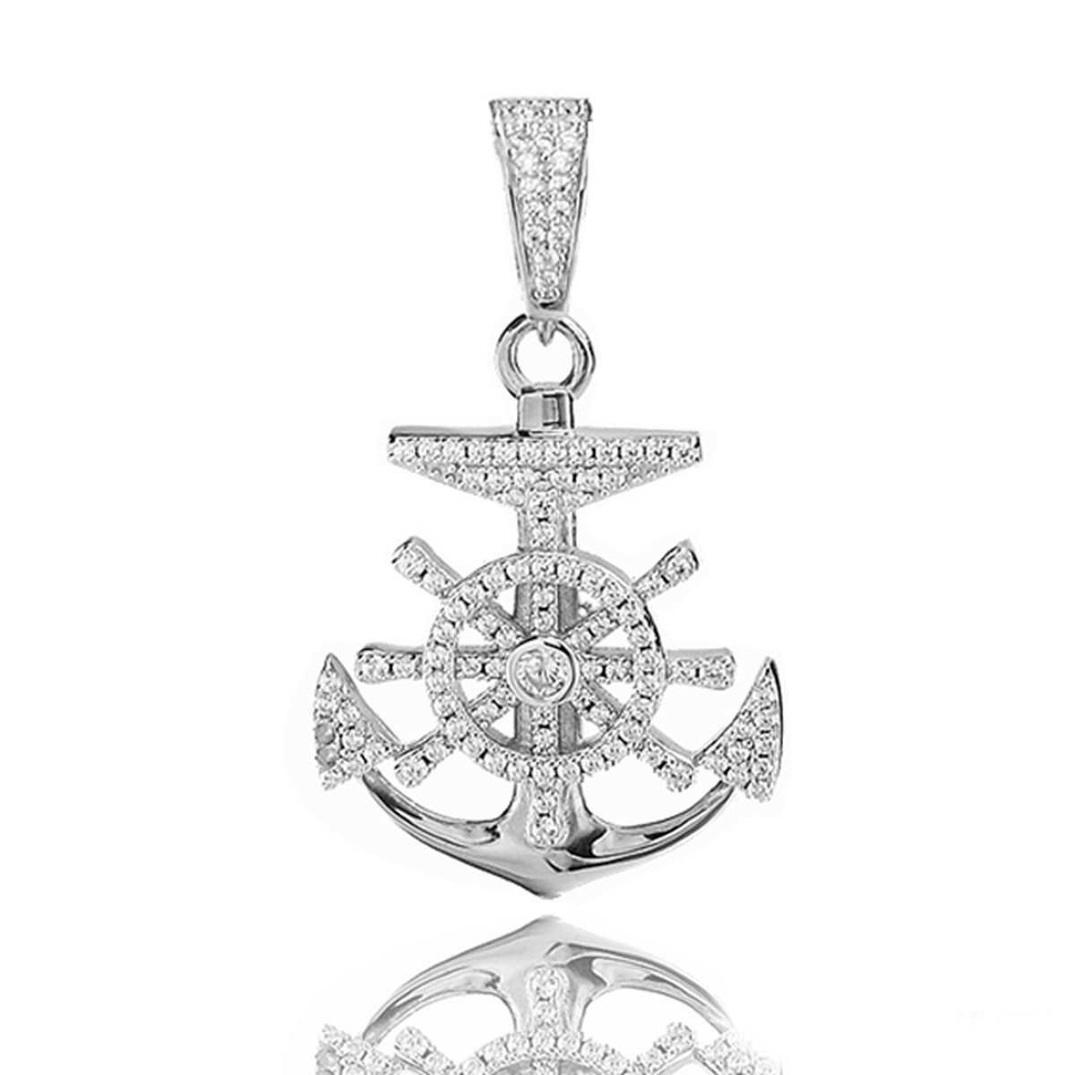 Juwelier Zwartevalk zilveren (gerhodineerd) anker met scheepsroer hanger - 24.200