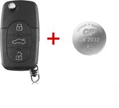 Autosleutel Sleutel behuizing HURSB8 + Batterij CR2032 3 knoppen geschikt voor Audi sleutel / Audi A2 / A3 / A4 / A6 / A8 / Audi TT / Quattro / sleutelbehuizing.