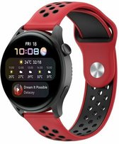 By Qubix 22mm - Sport Edition siliconen band - Rood + zwart - Huawei Watch GT 2 - GT 3 - GT 4 (46mm) - Huawei Watch GT 2 Pro - GT 3 Pro (46mm)