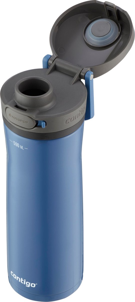 Contigo Jackson Chill drinks bottle, large BPA-free stainless steel water bottle, 100 % leakproof, keeps drinks cool for up to 24 hours; insulated bottle for sports, cycling, jogging, hiking, 590 ml | Blue Corn thumbnail 2