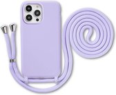 Armordrop Étui avec cordon adapté pour iPhone 12 Pro Max - Étui en Siliconen avec cordon - Violet