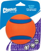 Chuckit! Ultra Ball – Hondenspeelgoed – Hondenbal – Apporteerspeelgoed – Duurzaam rubber - XXL – Ø 10 cm – Oranje/Blauw - 1 Stuks