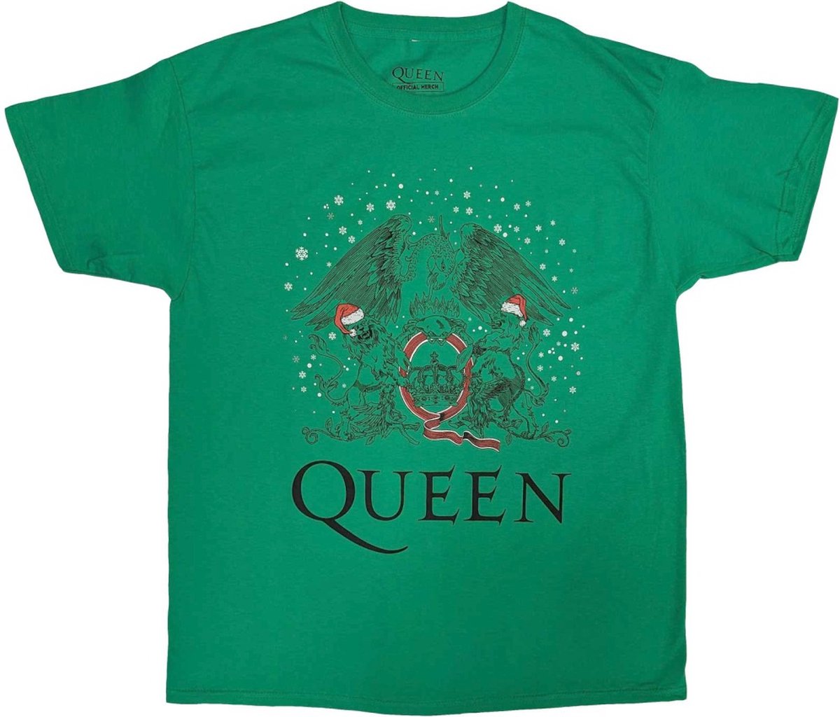 Queen - Holiday Crest Heren T-shirt - S - Groen