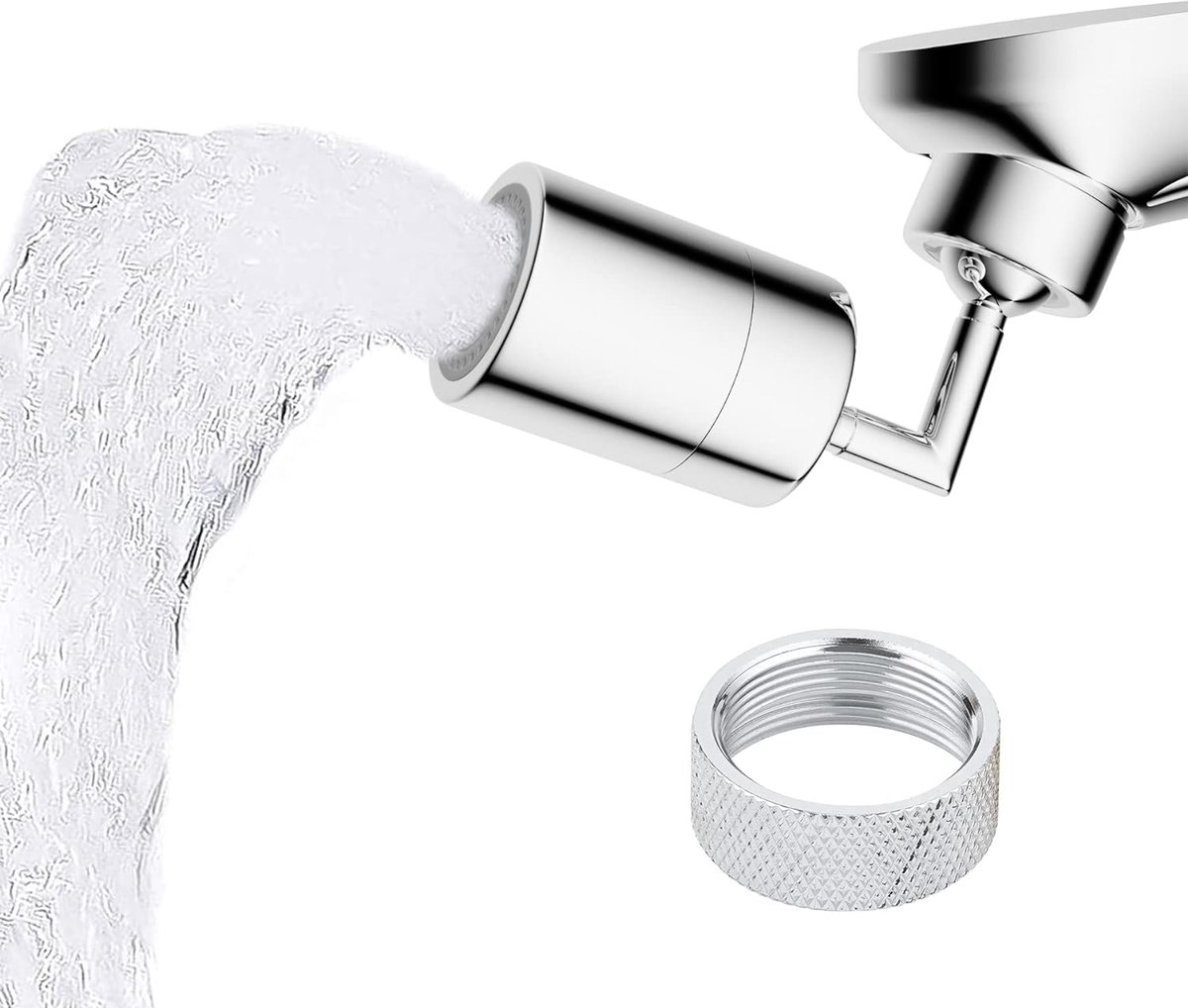 720 graden draaibare wastafelkraan, universele spuitfilterkraan, beluchter sproeikopadapteropzetstuk chroom, 24 mm stekker