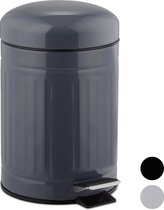 Relaxdays pedaalemmer 3 liter - RVS - prullenbak met deksel - vuilnisbak - binnenemmer - grijs